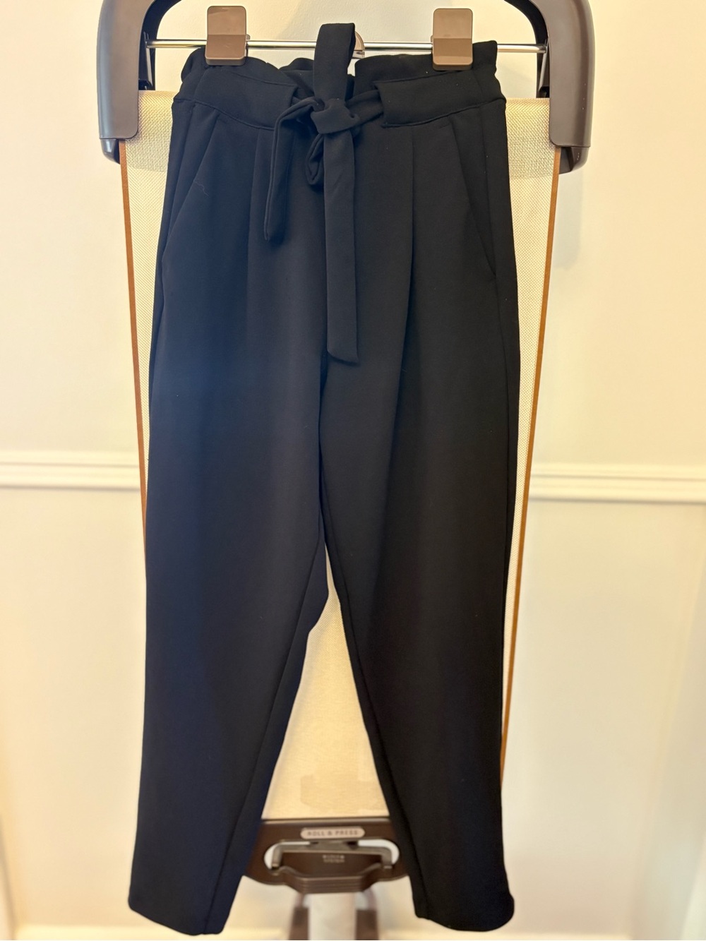 Dynamite Black High-Waist Tie-Belt Tapered Trousers
